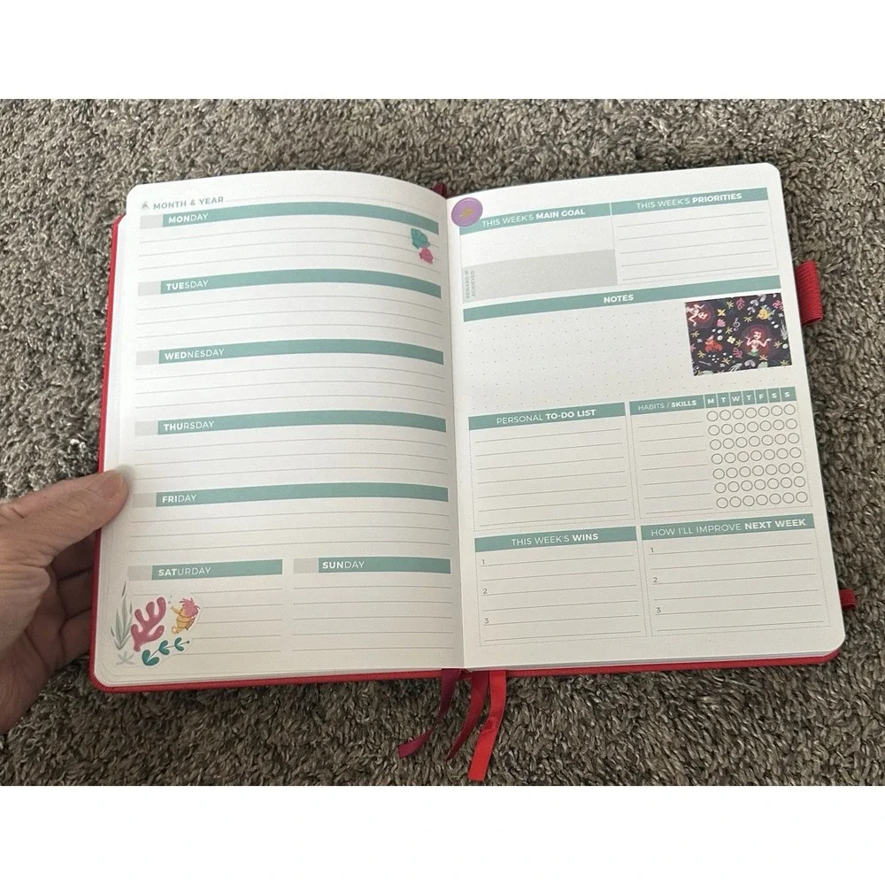 Has Stickers In Book/No Writing - Clever Fox Non-Dated Weekly Planner (RED)